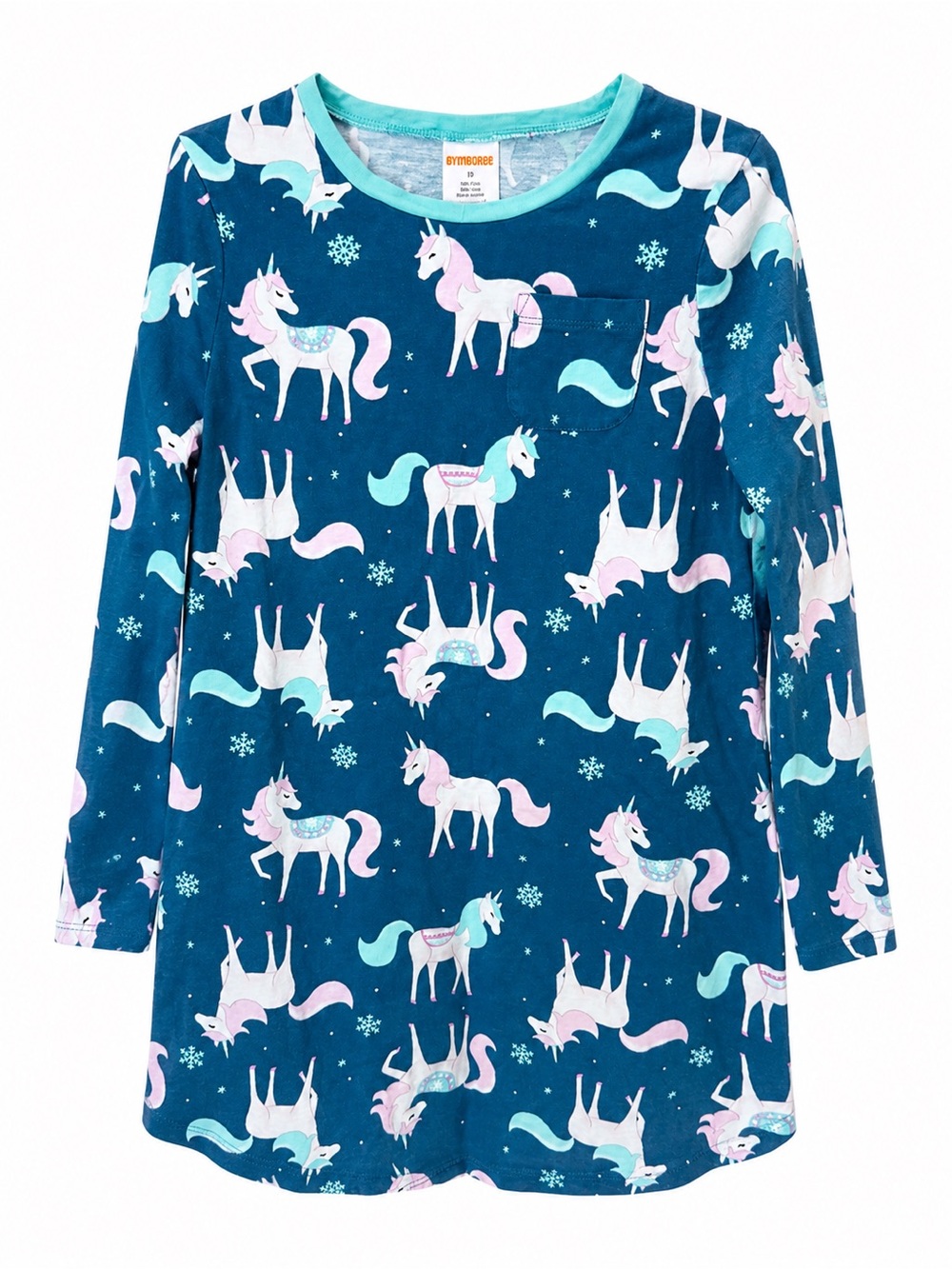 Gymboree Girls Unicorn Snowflake Long Sleeve Nightgown Pajama Dress Size 8